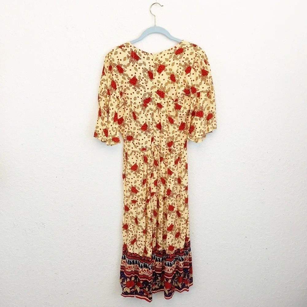 Faithful The Brand x Anthropologie Womens Size 2 Dress Melia‎ Midi Boho Floral